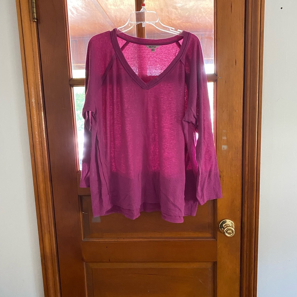 Wildfox Women's Pink V-Neck Top XXL
